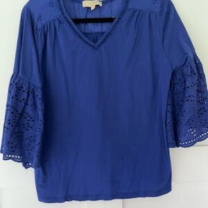 Talbots Royal Blue Blouse with Eyelet Sleeves